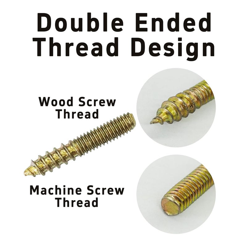 bociloy 20Pcs M4x25mm Hanger Bolts, Double Ended Thread Dowel Screws, Self-Tapping Screws for Secure Wood Joints - Image 5